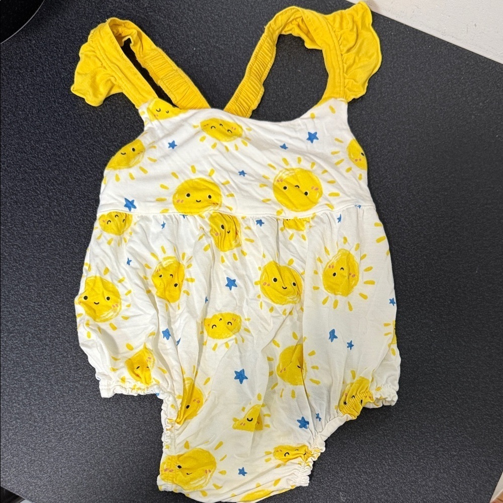 Yellow and White Sun Print Baby Romper